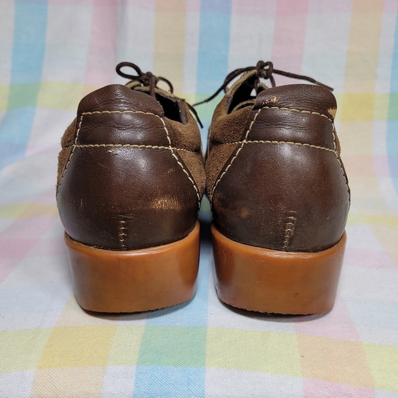 Rare 1970s BeeJays Sunbeam leather suede trainers shoes vintage brown lace up - Picture 3 of 13